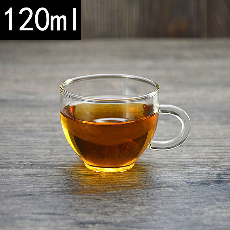 Thickened Glass Teacup High Temperature Resistant Kung Fu Tea Cup Transparent Insulated Double-Layer Cup Household Glass with Handle