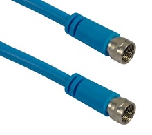 柔软性RG6同轴电缆连接线卫星锅射频线F头连接器机顶盒连接线蓝色