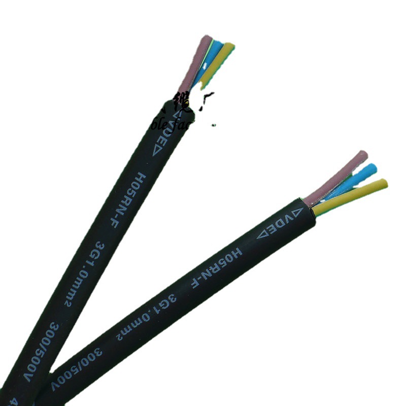 厂家直销二芯线橡胶防水线h05rn 2*1.0 3*1.0平方3芯护套线电源线