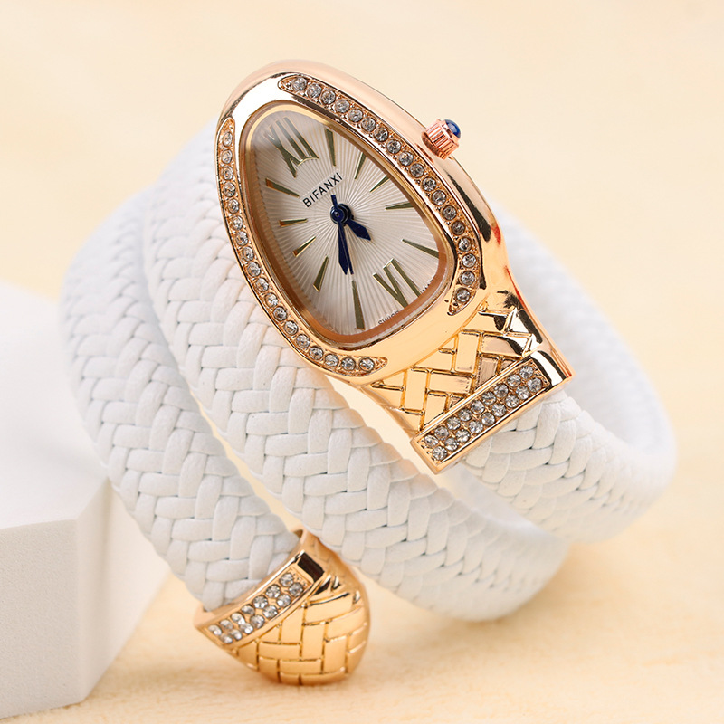 Bifanxi New Cross-Border Snake-Shaped Watch Fashion Creative Personality Quartz Watch Women's Diamond Leather Strap Bracelet