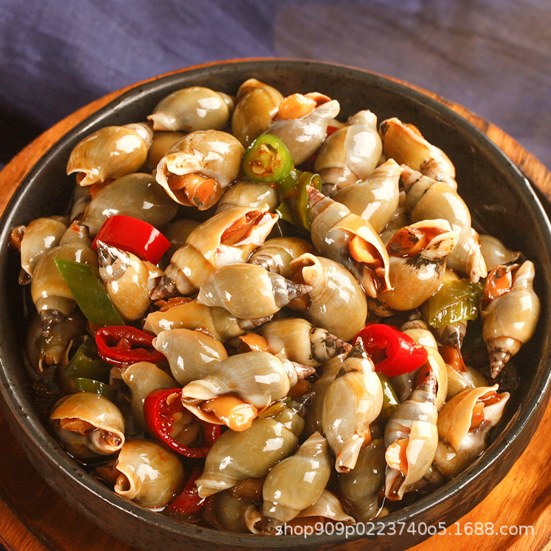 一件代发麻辣翡翠螺1kg/桶即食小海鲜青螺冷冻链运输厂家直营商用