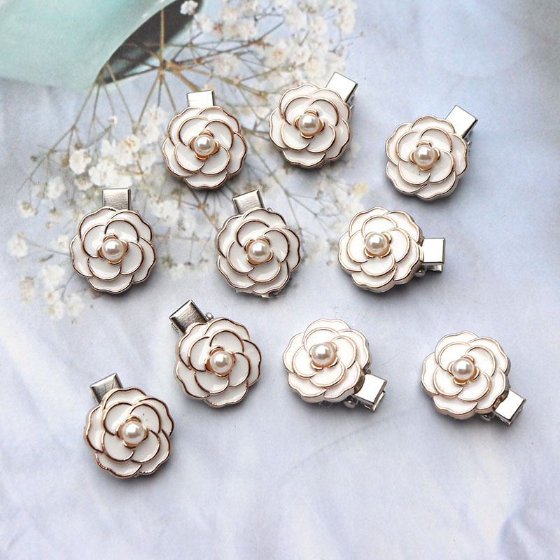 INS Cute Camellia Little Clip Japanese Sweet Girl Heart Student Mini Small Hairpin Simple All-Match Hair Accessories