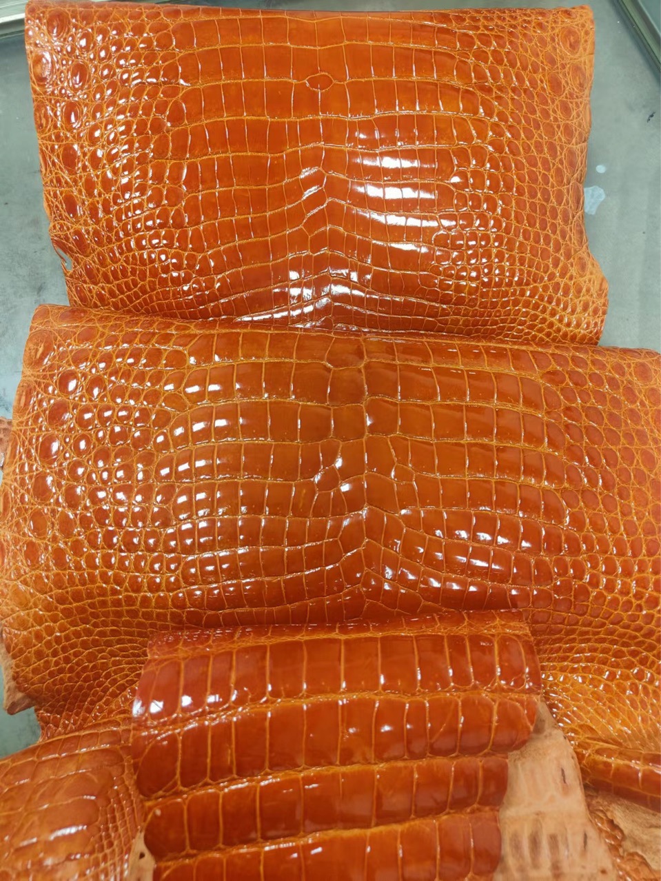彩色高光真鳄鱼皮尼罗鳄整张皮料零售批发可供女包凯莉铂金包手工