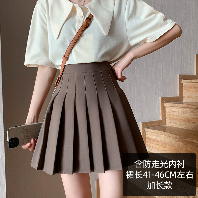 Pleated Skirt Women's Spring and Summer Solid Skirt Khaki A- line Skirt Versatile Skirt Short Skirt Umbrella Skirt Wholesale