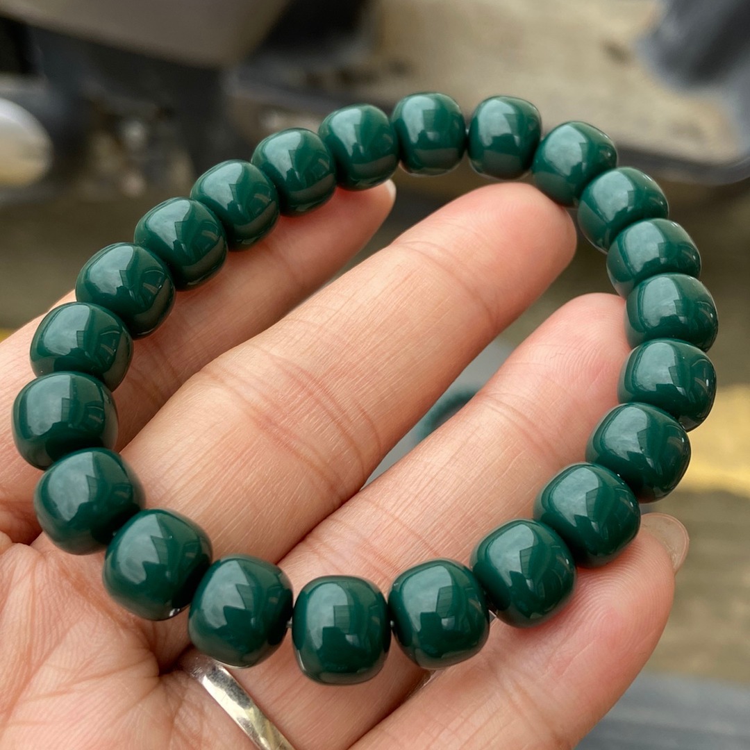 帝王绿绿松石老型桶珠圆珠手链佛珠毛衣链科技松男女手链-阿里巴巴