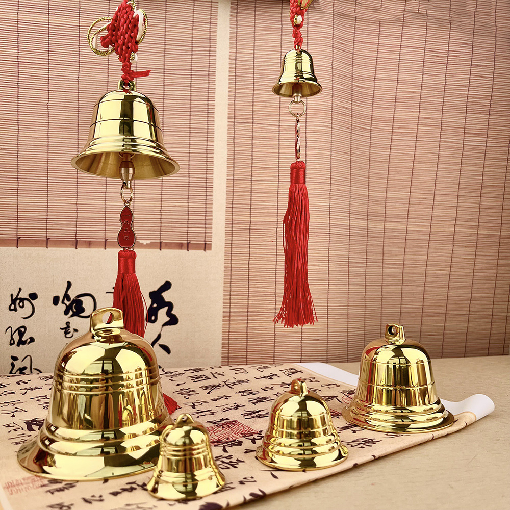 纯黄铜铃铛铜风铃铜钟铜铃铛吊坠门铃圣诞铃铛开口喇叭宠物铃铛