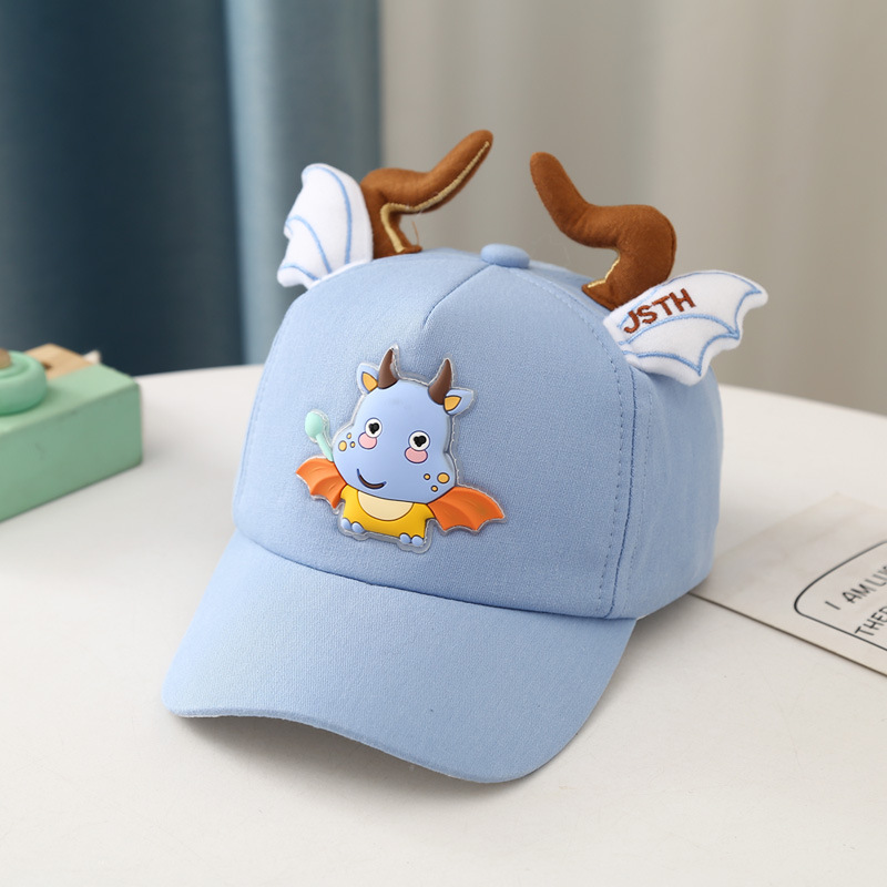 儿童帽子卡通小牛贴布棒球帽瑞悠2022春季新款可爱超萌纯色鸭舌帽