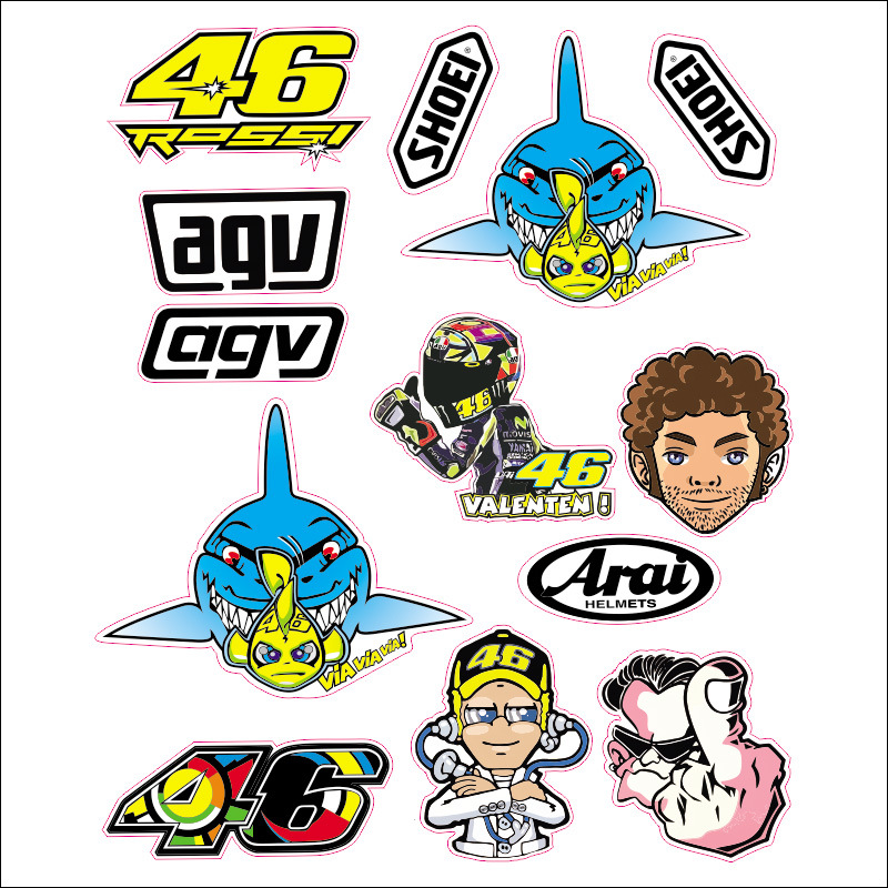 摩托车改装配件贴纸46罗西贴意大利 agv小龟王头盔贴套贴反光套贴