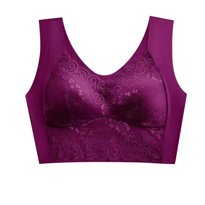 Push up Beautiful Back Underwired Bra Lace Chest Wrap Bra Underwear Fixed Integrated Cup Seamless Sleep Bra Vest