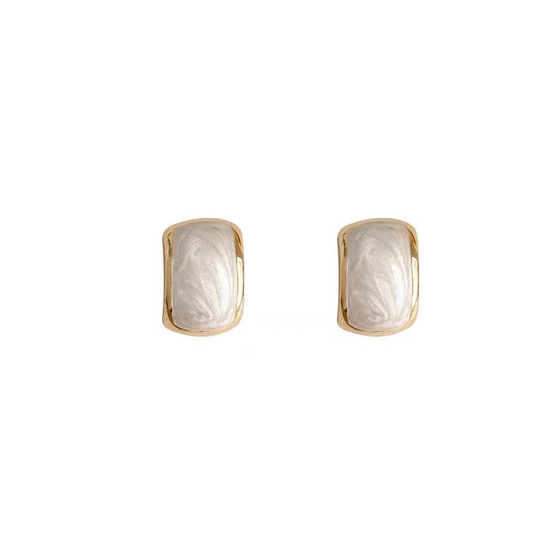 Sterling Silver Needle Fashion Temperament Enamel Earrings Women's Simple Elegant Mosquito Coil Ear Clip Light Luxury French Petite Earrings