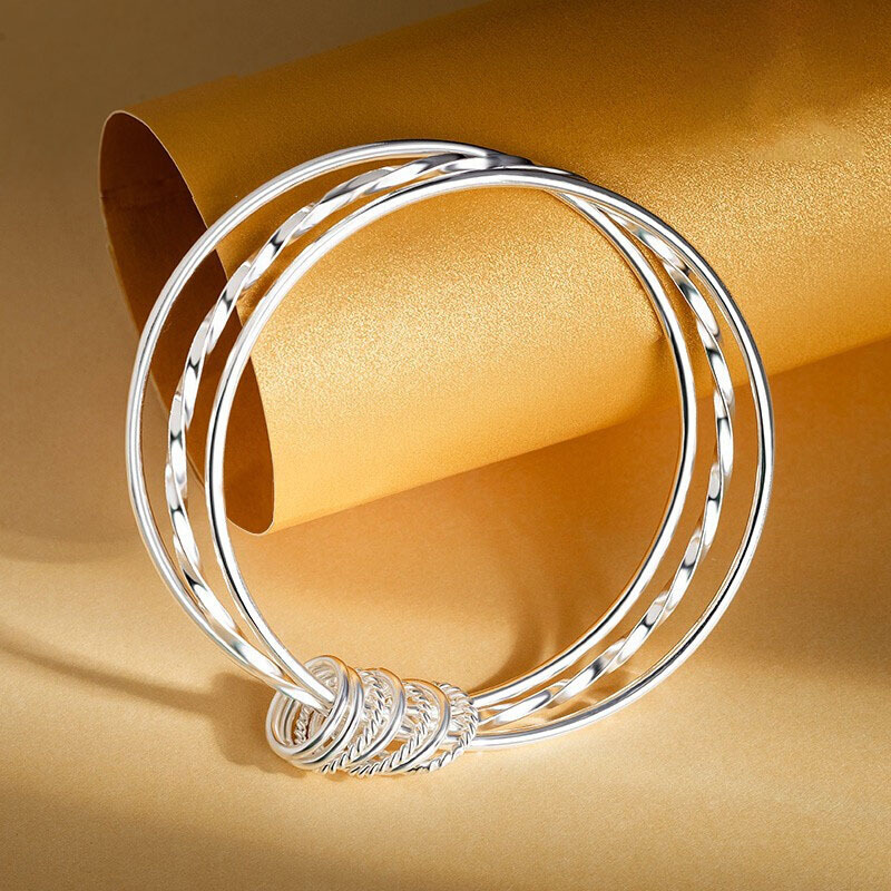 三生三世银手镯女纯银年轻款实心999足银镯子女神情人节生日礼物