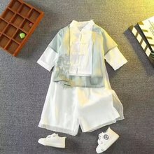 唐装男童汉服儿童古装棉麻夏季中式古风套装春款复古国学服毕业照