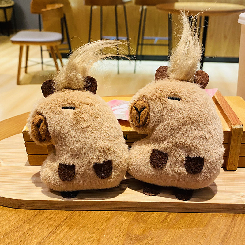 Creative Cartoon Plush Capabala Keychain Cute Capybara Doll Couple Bags Pendant Small Gift Wholesale