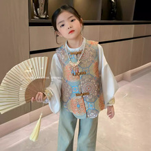 女童新中式唐装马甲春装2024新款儿童内搭上衣女孩中国风无袖外套