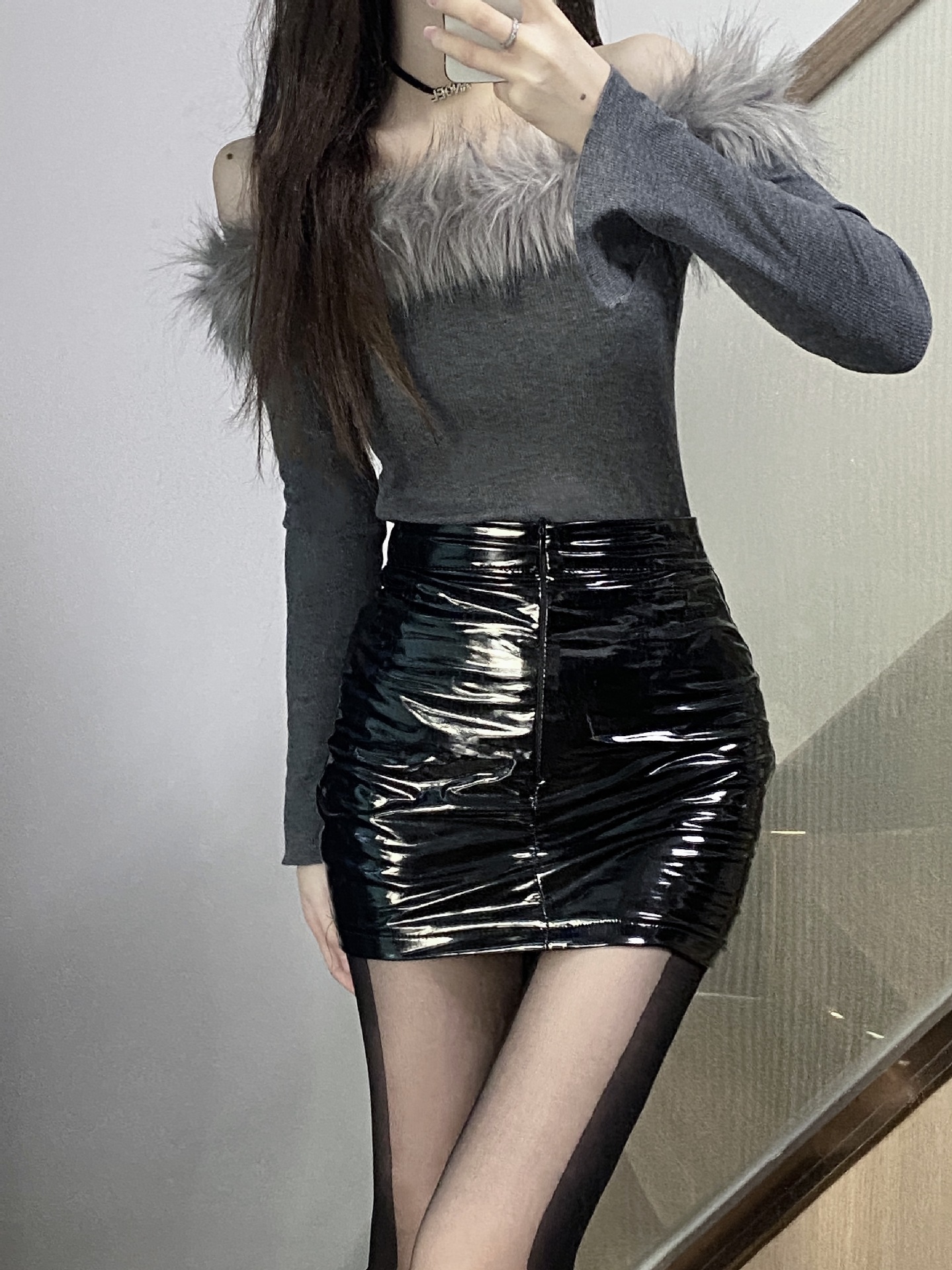 网红性感纯欲美腿显瘦侧边竖条纹阴影拼接连裤黑色丝袜春秋薄款潮