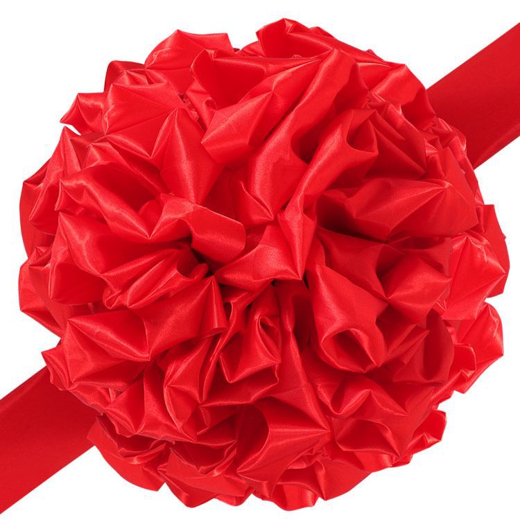 大红花球汽车新车交车剪彩花球开业庆典表彰结婚车乔迁红绸绣奠基