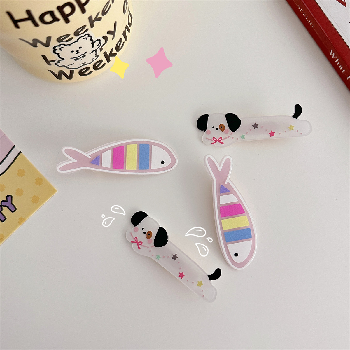 可爱卡通星星狗发夹可爱卡通少女心新款刘海边夹头饰卡子女鸭嘴夹