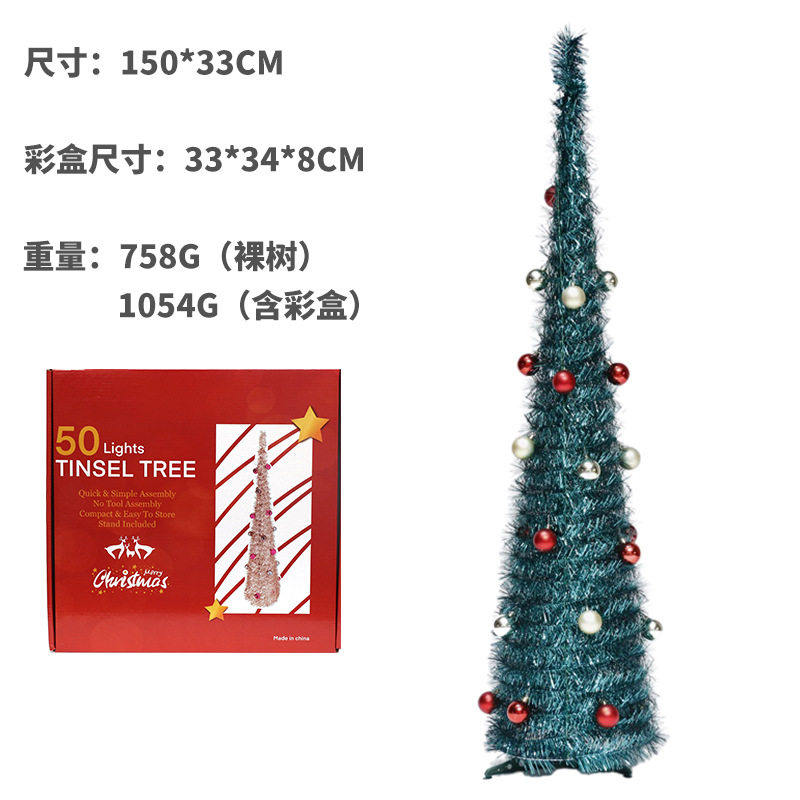 Cross-Border New Christmas Decorations Creative Retractable Folding Wool Tops Christmas Tree Christmas Party Ornaments