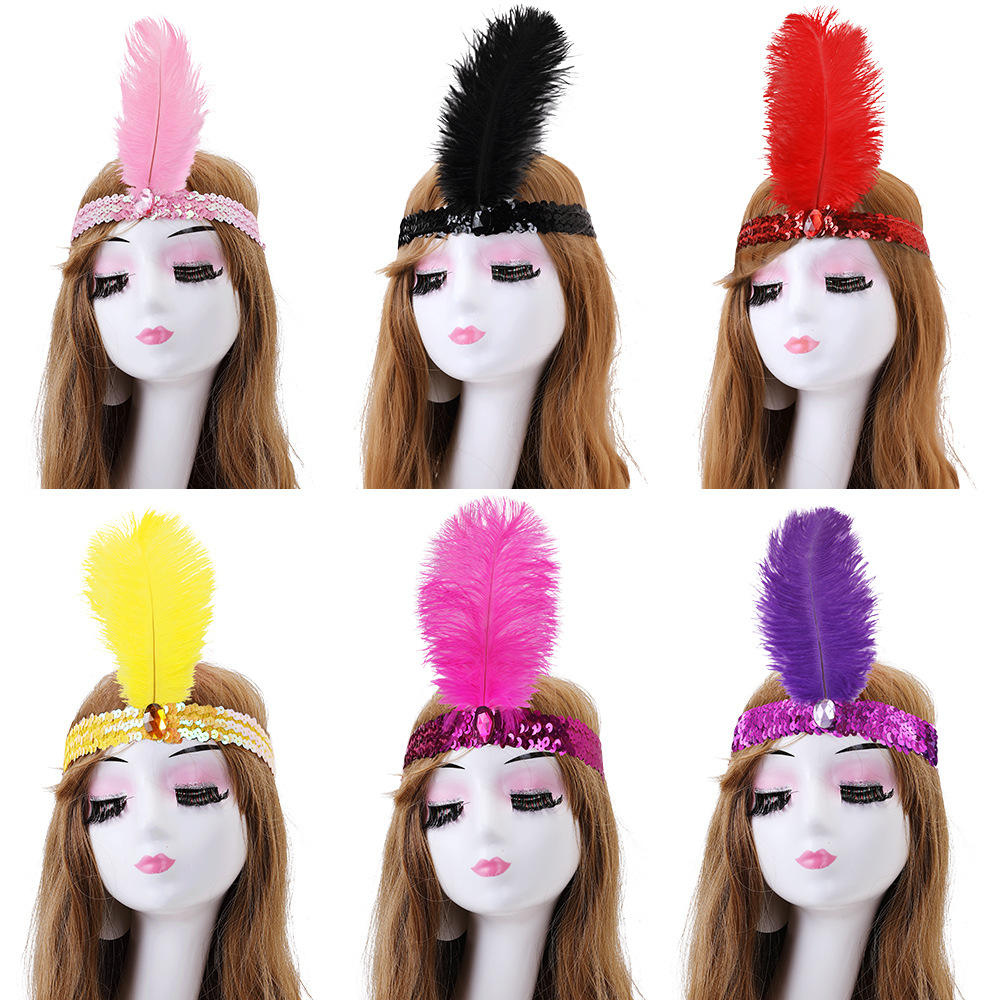 印第安头饰 野人道具非洲土著人头箍亮片cos成人儿童羽毛饰品装饰