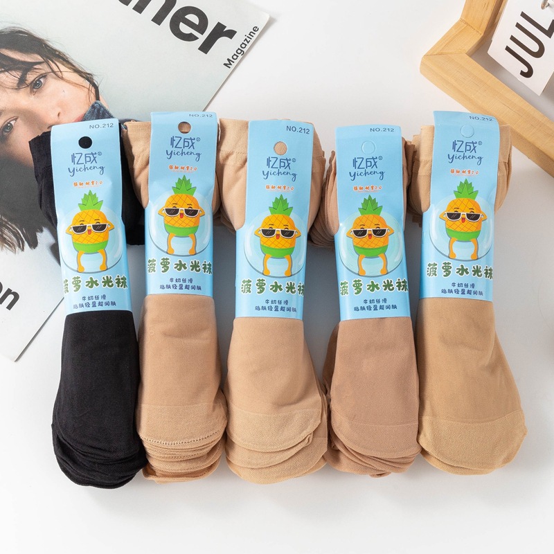 pineapple water light socks spring and summer short stockings women‘s ultra-thin steel wire stocking socks anti-snagging silk steel wire stocking wholesale