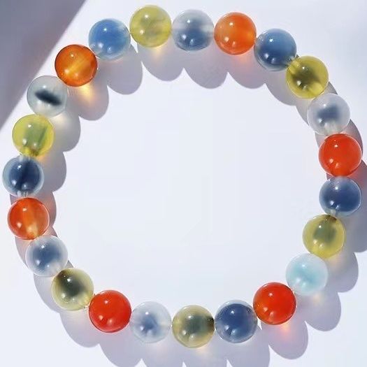 Live Broadcast Supply Fresh Women's Colorful Candy Heart Agate Bracelet Swallowing Gold Beast Bracelet Personality Fashion Bracelet Ornament