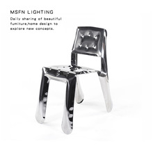 摩登现代设计师创意不锈钢休闲椅空间金属气球靠背餐椅艺术装饰凳