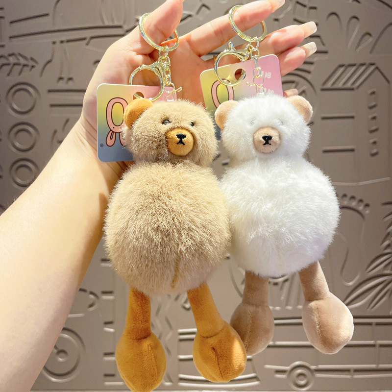 可爱嘟熊包包挂件小玩偶毛绒玩具批发钥匙扣公仔情侣迷你娃娃挂饰