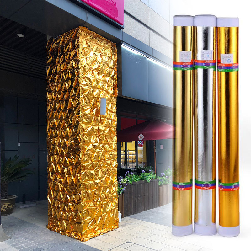 金布包柱子包树布裹树缠绕金箔布的装饰方柱圆柱客厅商场节日布置