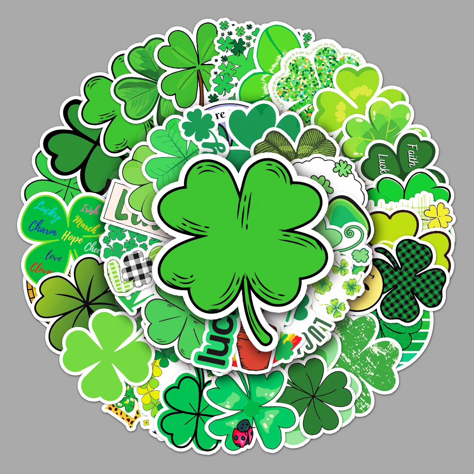 50张四叶草卡通行李箱贴纸个性潮流涂鸦 笔记本电脑汽车外贸装饰