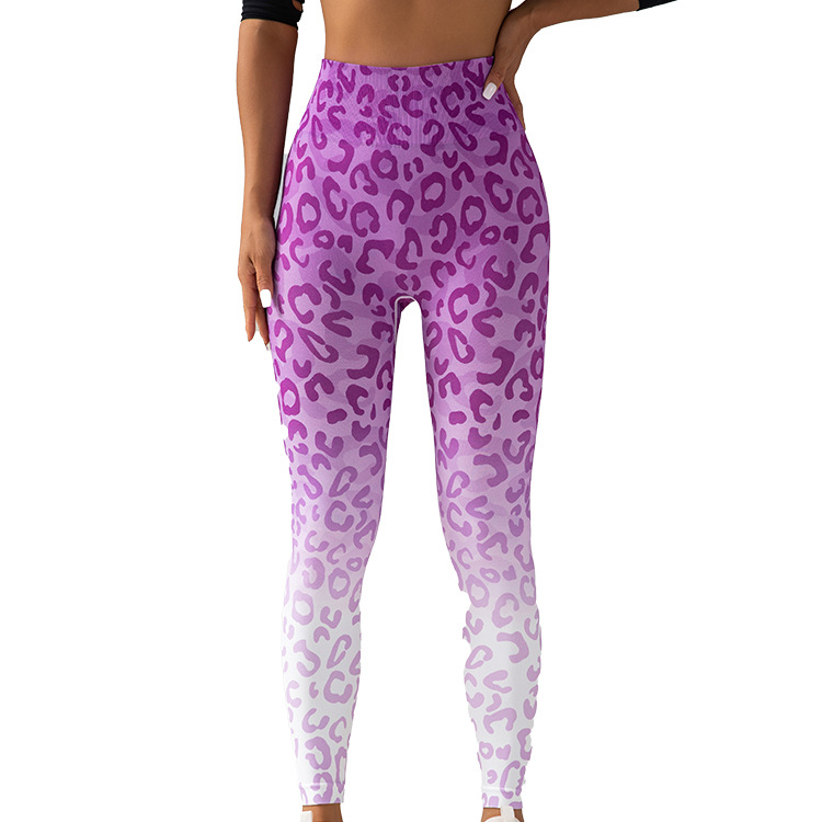 Cross-Border Snowflake Leopard Print Cropped Yoga Pants Seamless High Waist Digital Printing Sports Tights Yoga Trousers for Women
