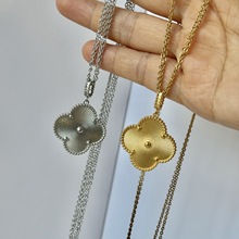 代购梵克雅宝vca黄金镭射大号长项链 单花四叶草吊坠专柜正品