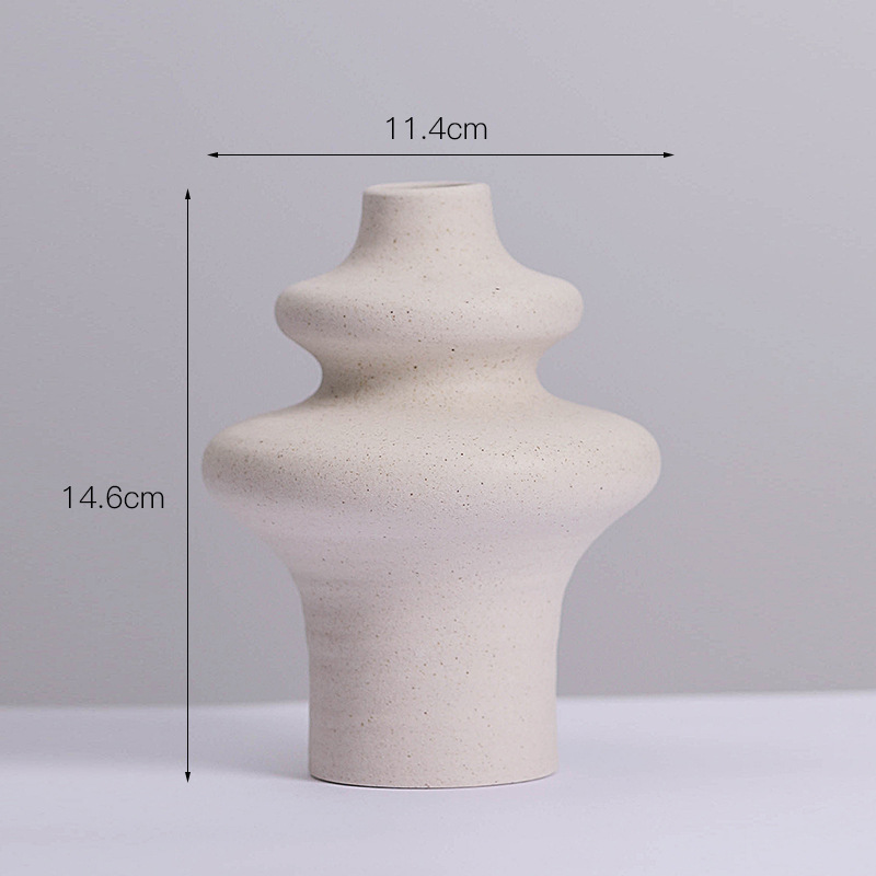 Amazon Hot Sale Nordic White Pigment Burning Ceramic Vase Spot Glazed Hydroponic Dried Flower Creative Home Decoration