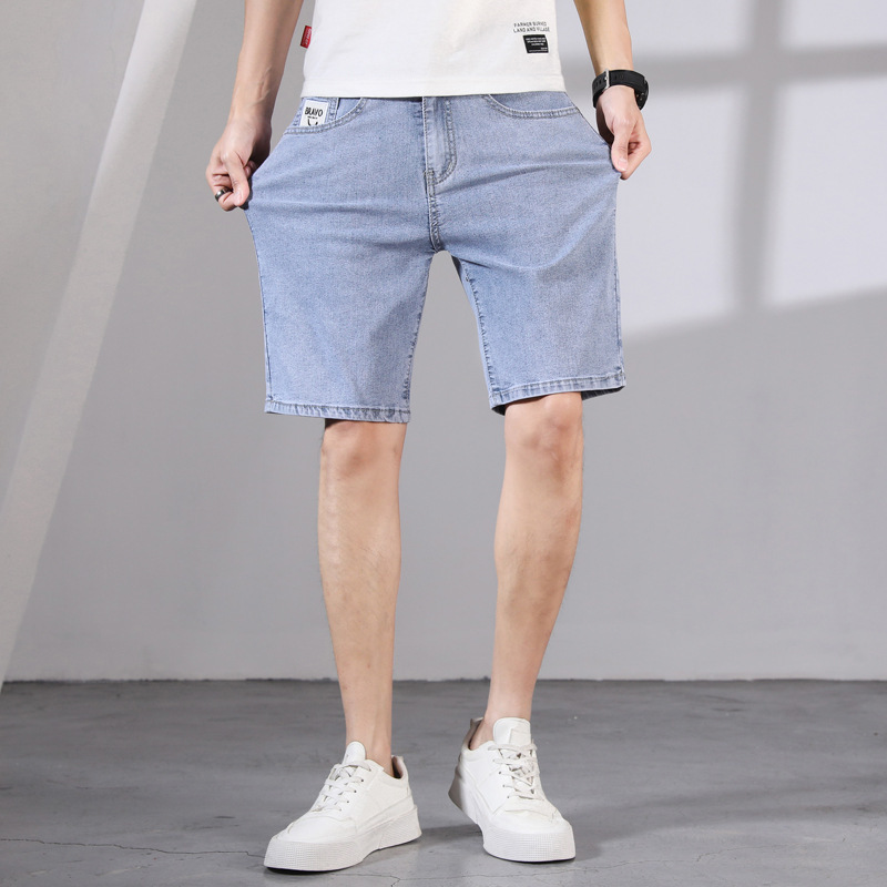 夏季薄款男士牛仔短裤宽松直筒潮流百搭印花外穿潮牌五分裤裤子男