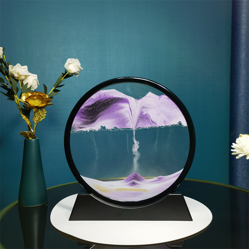 3D Landscape Quicksand Painting round Glass Crafts Hourglass