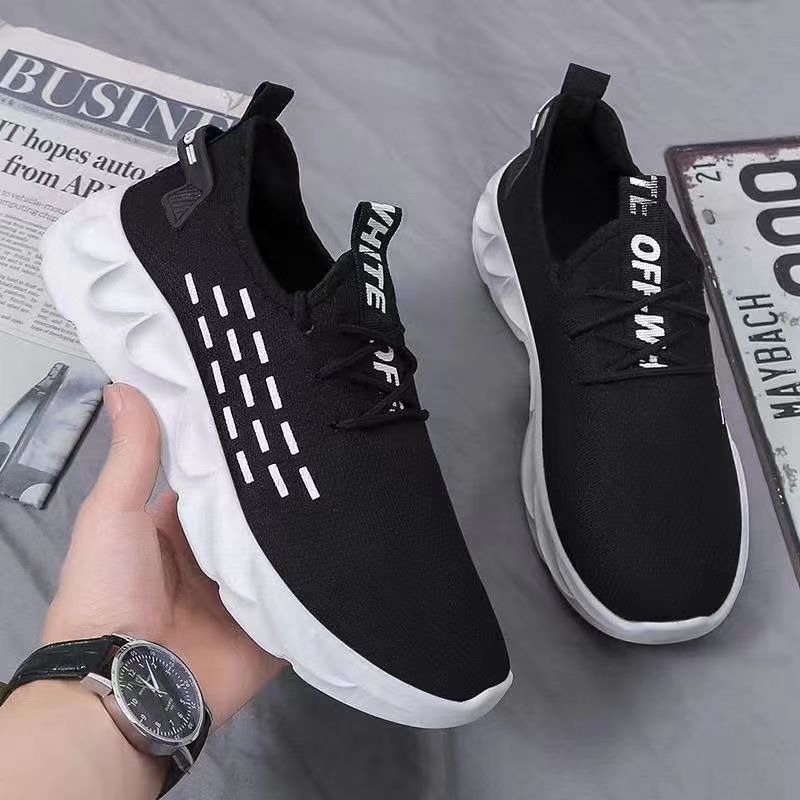 Wholesale 2023 Spring and Autumn New Fashion Shoes Men's Casual White Shoes Flying Woven Breathable Sneaker Men's Popular Shoes Men