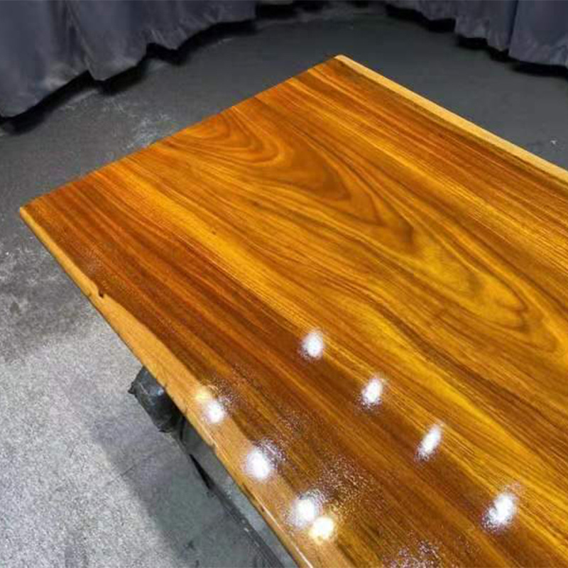 实木办公桌奥坎大板公司会议桌原木新中式大班桌自然边200.77.