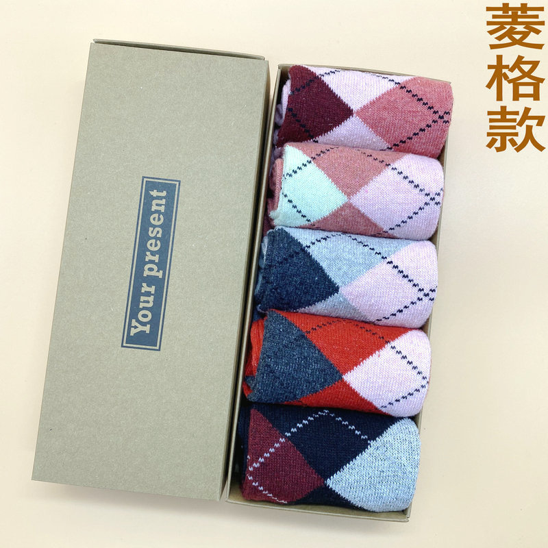 Christmas Stockings Boxed New Autumn and Winter Wool Socks Thickened Warm Gold Silk Deer Women's Mid-Calf Socks