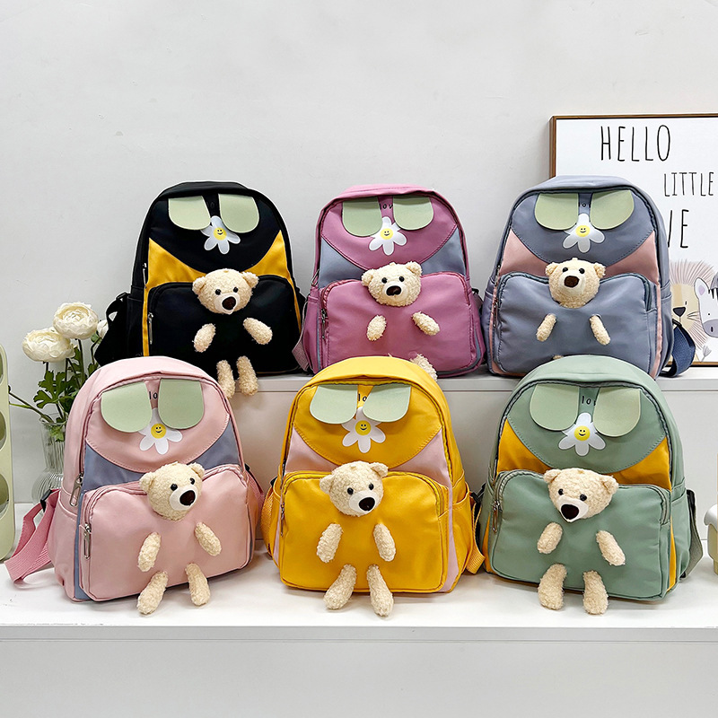 New Color Matching Bear Backpack 2023 Summer Trendy Children's Backpack Factory Wholesale