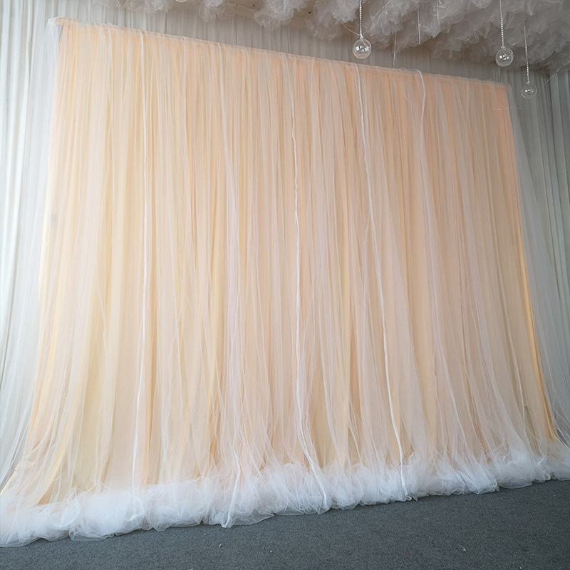 婚庆背景纱幔布婚礼网纱背景布幔生日场景舞台装饰纱幔背景装饰布