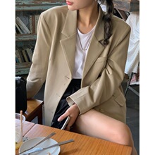 女款韩国东大门简约西装长袖单排扣休闲外套