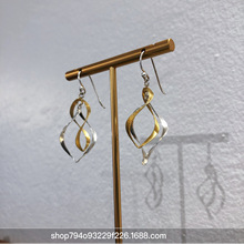 西西里 泰国印尼巴厘岛 925银叠影双色螺旋耳环 时尚小众设计耳饰
