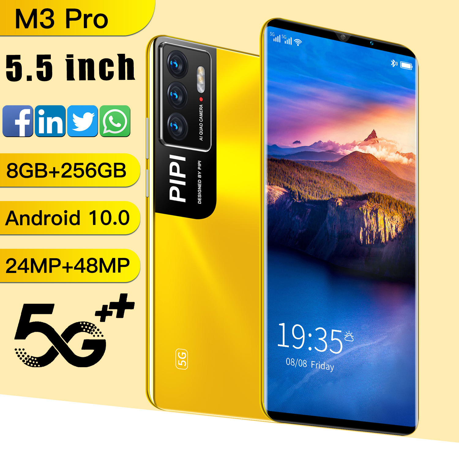 跨境新款M3 pro智能手机5.5寸大屏幕512+4G低价双卡安卓国产手机