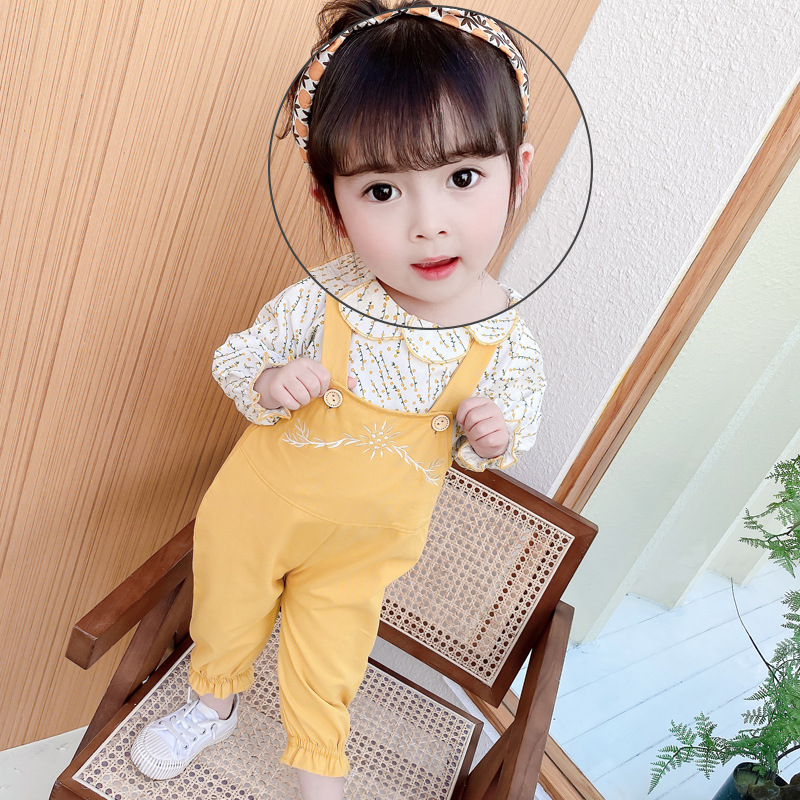 新款童装女童春装套装1-4岁宝宝衣服洋气儿童3女孩背带碎花两件套