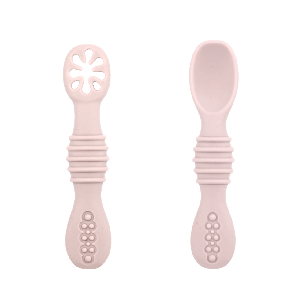 Baby Silicone Spoon Baby Licking Spoon Children's Tableware Food Grade Teether Rice Cereal Soft Head Complementary Food Snowflake Sticky Spoon