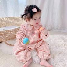韩版童装女宝春秋装网红可爱长袖连体衣婴儿甜美娃娃领哈衣外出服