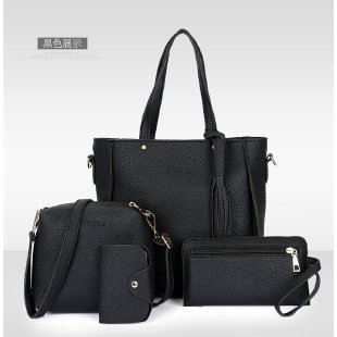 One Piece Dropshipping 2023 New Fashion Four-Piece Bag Solid Color Pu Handbag Single Bag Messenger Bag Factory