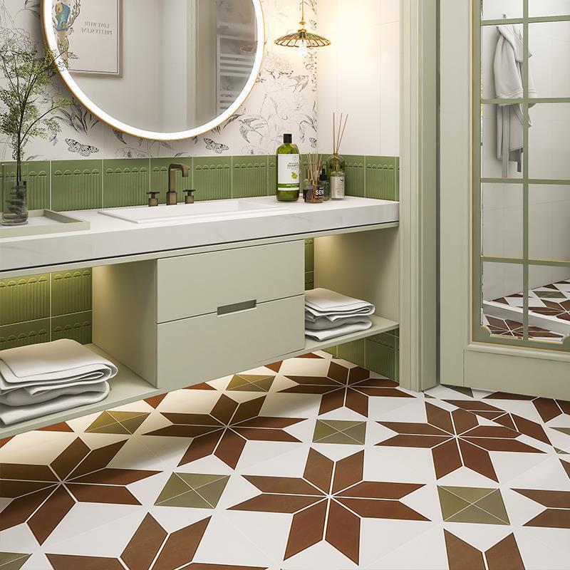 特色碎花卫生间花砖地砖600x600北欧拼花玄关过道餐厅防滑地板砖