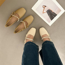 2024年韩版新款时尚一字带玛丽珍鞋粗跟浅口女单鞋