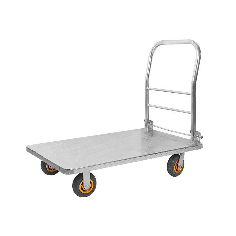 小推车仓库超市静音钢板手推车拉货搬运折叠平板车拖车货物搬运