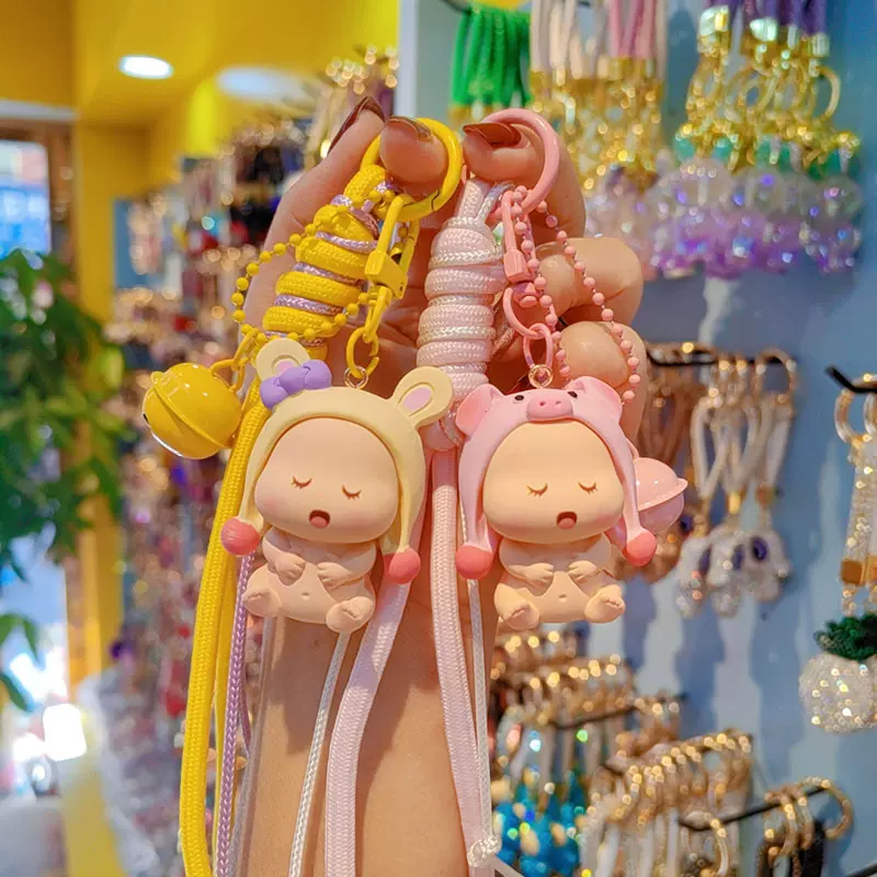 原创树脂睡娃钥匙扣手机包包挂饰汽车钥匙链圈可爱裸娃挂件礼品